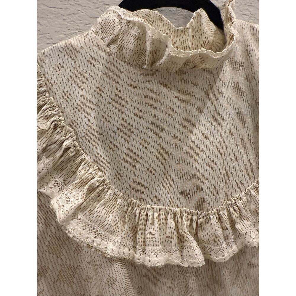 VTG 1940s Ruffle Dress Waisted Half Sleeve Lace Fabric Back Zip Closure - Picture 5 of 7